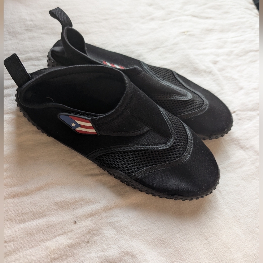 Women's Black Water Shoes Puerto Rico Flag